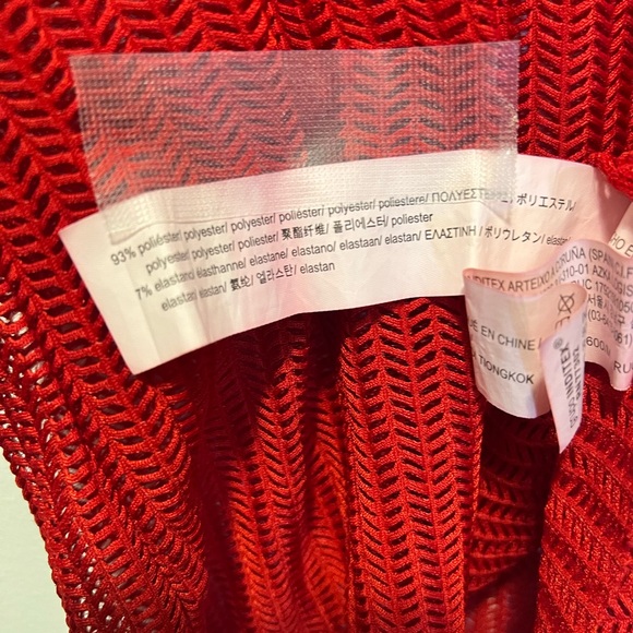 Zara Red Ribbed Long Sleeve Blouse - Picture 3 of 3